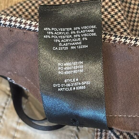 Babaton Numero Pant Small Houndstooth Brown Black Size 10 - Picture 10 of 10